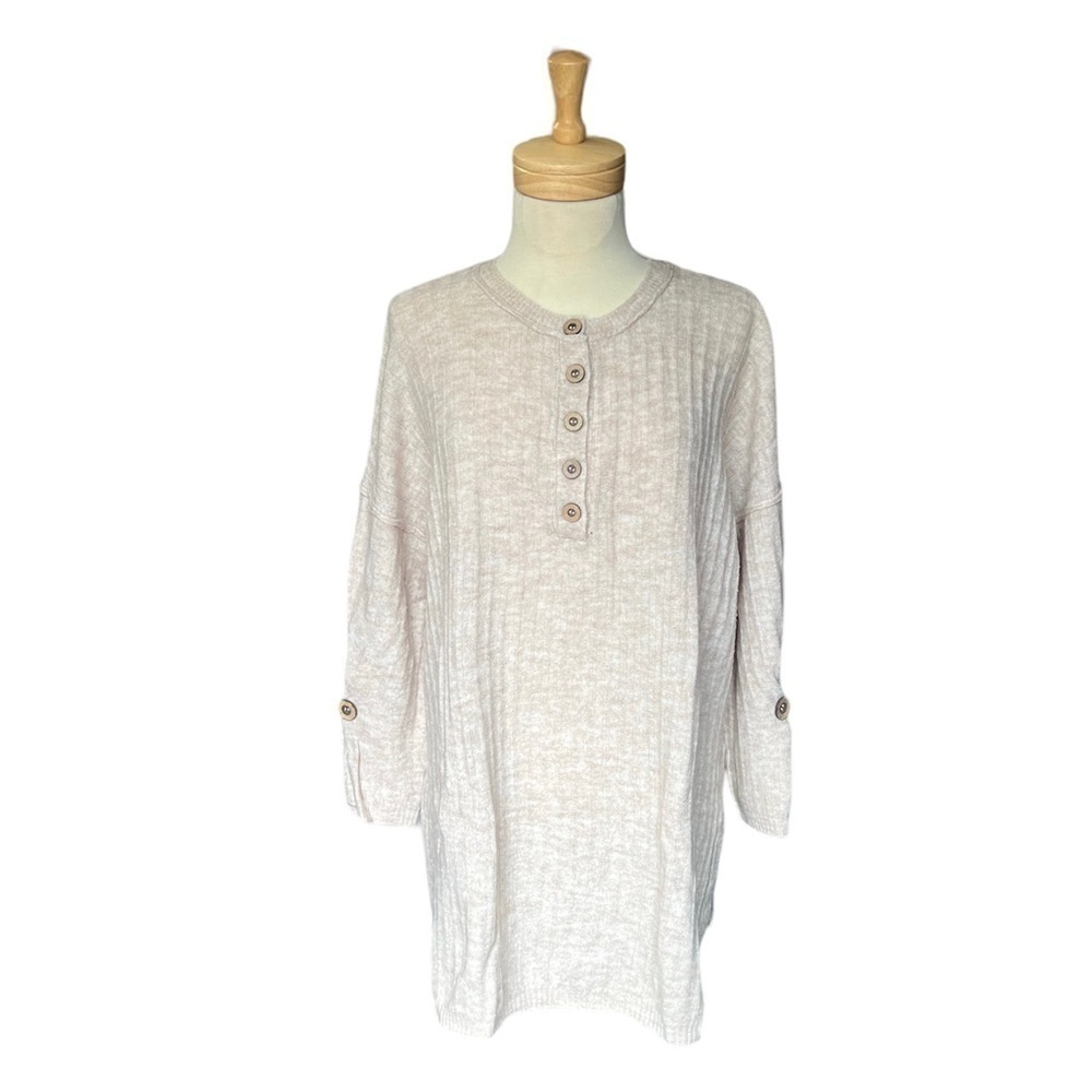 Free People Oversized Retro Trendy Ribbed Knit Acrylic Coastal Sweater. Small